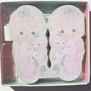 Vtg 1989 PRECIOUS MOMENTS TRIM-A-TREE Girl With Doll PAPER Folding Garland NOS