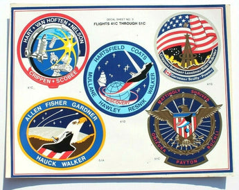 VINTAGE Space Shuttle Decal Sheet No. 3. Flights 41C through 51C Stickers