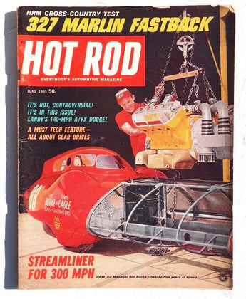 Vtg Hot Rat Rod Car Magazine - June 1965 HOT ROD (327 Marlin Fastback)