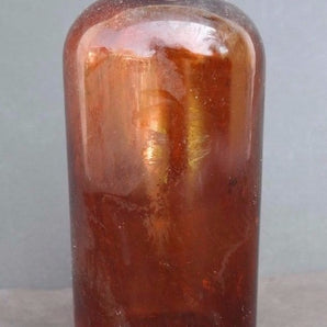 Vintage AMBER / BROWN DURAGLAS Glass Bottle APOTHECARY Stubby Jug 8 1/2" Tall