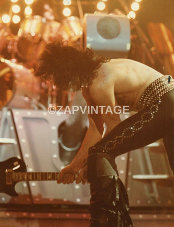 Vtg 1970s On Stage Breaking Guitar / Concert Tour Preforming Kiss Photo #2228