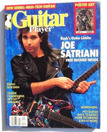Vintage February 1988 GUITAR PLAYER Music NEWS Joe Satiani POSTER ART