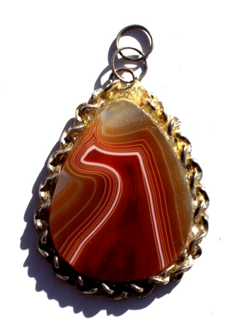 Vintage Gemstone (Agate Stone Geode Crystal) Necklace Pendant Jewelry