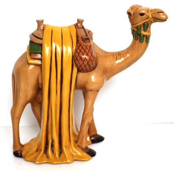 Vtg 1980s MKG Ceramic Camel Figurine Sahara W/ Draped Cloth & Sattle 8 1/2" Tall