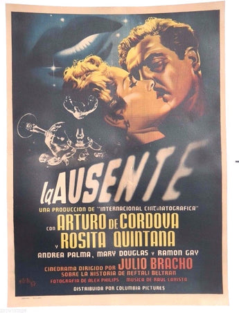 Vtg Mexican Movie Poster - 1952 La Ausente (Arturo De Cordova / Rosita Quintana)