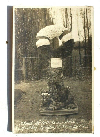 Vtg 1919 Floral Tribute To Dead Friend Cemetery Cologne Postcard