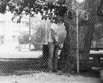Vtg 1980's Guy Secretly Zipping Down Pants Peeing Behind A Tree Photo #452