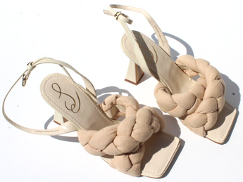 New Sam Edelman Courtney Fabric Braided-Strap Sandals Sand Women Size 7