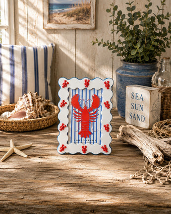 New Lobster Coastal Nautical Beach Blue 3D Room Decor Photo Picture Frame 4x6