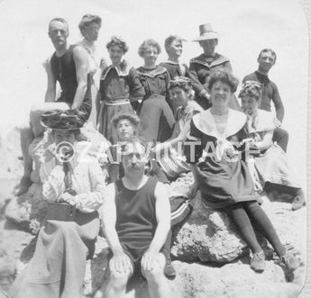 Vtg 1902 Group Family Girls & Boys On Beach California Photo Image #1694