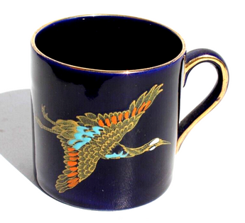 Vintage 1920s HH&G Ltd England Hand Painted Blue GOLDEN MOON Coffee Tea Cup