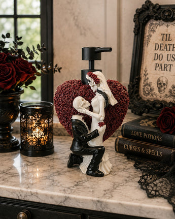 New Skeleton Bride Groom Heart Rose Wedding Halloween Soap Dispenser Decoration