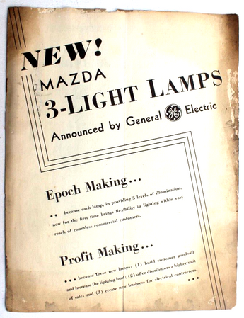 Vtg Mazda 3-Light Lamps Genera Electric Advertisement Salesman Brochure Booklet