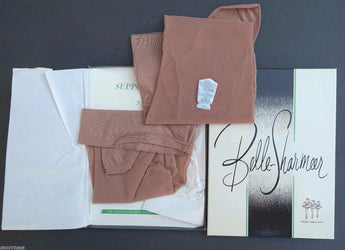 Vtg Pair Belle-Sharmeer Beige Nylons Stockings Modite A (8 1/2 -9 - 9 1/2)