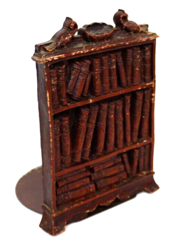 Vintage 1970s Syroco Wood Metal Composite Bookshelf Library Books Bookend