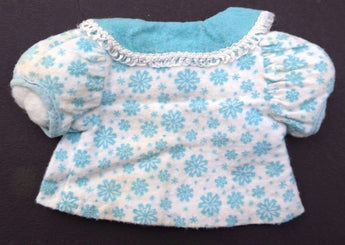 Vtg 1980's Blue & White SMALL Snowflakes Top Shirt Doll Play Clothes / Clothing