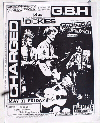 Vtg May 31 Goldenvoice (Dickies Raw Power) Olympic Auditorium Rock Concert Flyer