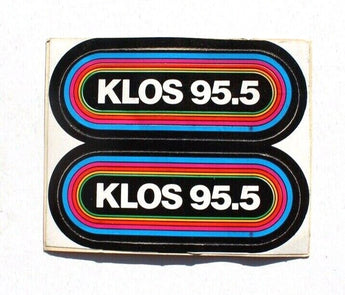 Vintage 95.5 KLOS Five O’Clock Funnies Thrashed 90s Stickers