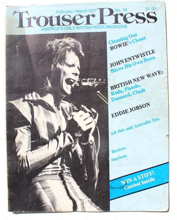 Trouser Press Magazine March 1977 David Bowie John Entwistle Clash Sex Pistols