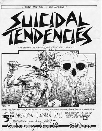 Vtg 1984 Suicidal Tendencies American Legion Punk Rock Concert Flyer Photo #3008