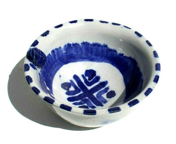 Vtg MCM CALIFORNIA CA Pottery CLAY Art - Blue Japanese Rice Bowl
