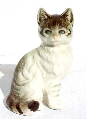 Vintage Brown Cat Figurine Porcelain Figurine Statue - Made in Japan