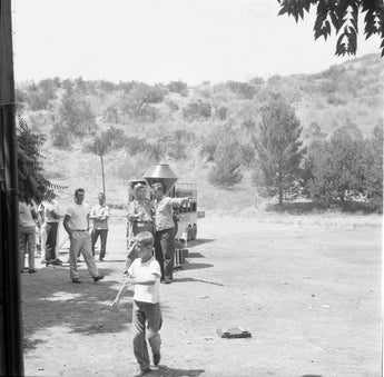 Vtg 1950s Baseball Game Event Kids Train Playing California Photo #1657