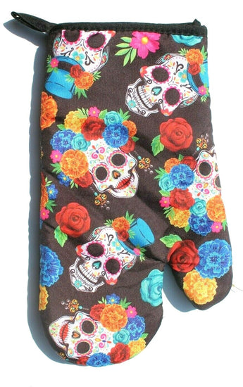 NEW Colorful Day of the Dead Sugar Skull Design Oven Mitt (Halloween)