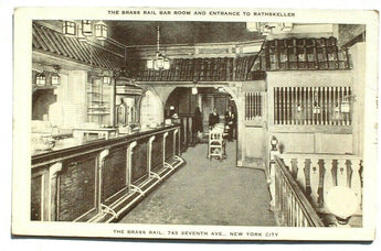Vtg 1900s The Brass Bar Room & Entrance To Rathskeller NY Postcard (1 of 1000)