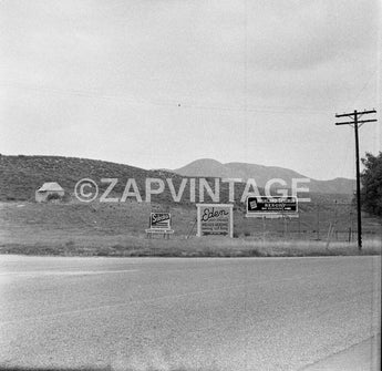 Vtg 1950's Highland / Eden Hot Springs Freeway Signs California Photo #1611