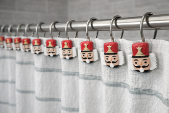 New Christmas Holiday Nutcracker Heads Bathroom Shower Curtain Hooks