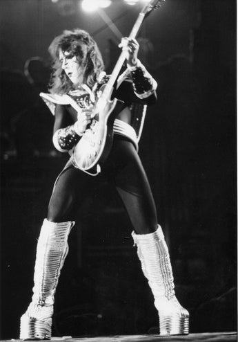 Vtg 1970s Ace Frehley Concert Tour Preforming Kiss Band Music Photo #2409