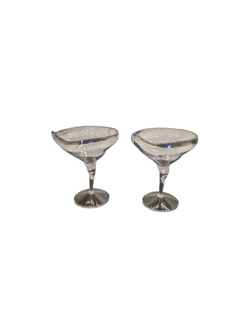 New Set of 2 Pink Acrylic Spooky Halloween Ghost Stem Margarita Martini Glasses