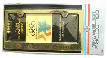 Vtg Cal Custom Official License Plate Frame Brass 1984 Los Angeles Olympics NOS