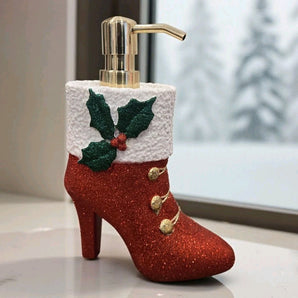 New Christmas Funny Mrs. Claus Reed High Heel Boot Soap Dispenser Decoration