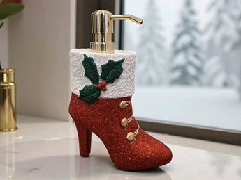 New Christmas Funny Mrs. Claus Reed High Heel Boot Soap Dispenser Decoration