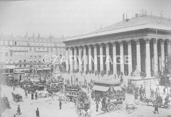 Vtg Antique 1870 - 1899 Paris France - La Placerde La Bourse City Photo #2489