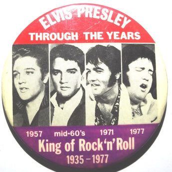 Vintage Metal Large ELVIS PRESLEY Through The Years Pin BADGE Pinback