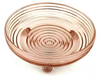 Vtg MCM Anchor Hocking MANHATTAN Swirl Pink Peanut / Candy Footed Food Bowl