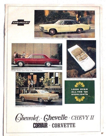 Vtg ORIGINAL CHEVROLET Chevelle Corvair Car Dealership Paper SALES BROCHURE #8