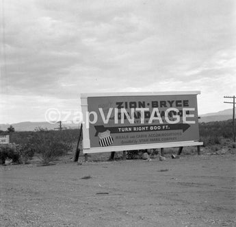 Vtg 1955 Utah Zion Bryce Grand Canyon National Parks Sign Photo #1444