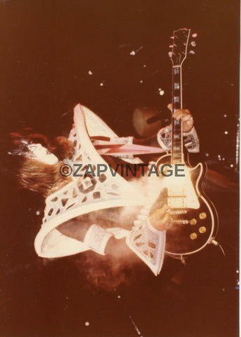Vtg 1970s Paul Stanley On Stage / Concert Tour Preforming Kiss Music Photo #2222