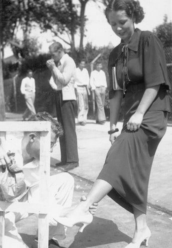 Vintage B&W 1920's - 1930's BETA PHI Frat Photo (Touching Girls Ankle) Hazing