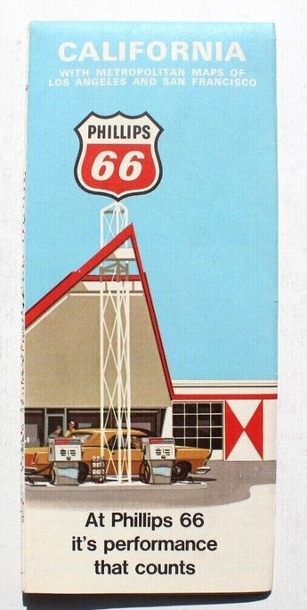 Vtg 1971 Road Map CALIFORNIA Phillips 66 San Francisco & Los Angeles NOS