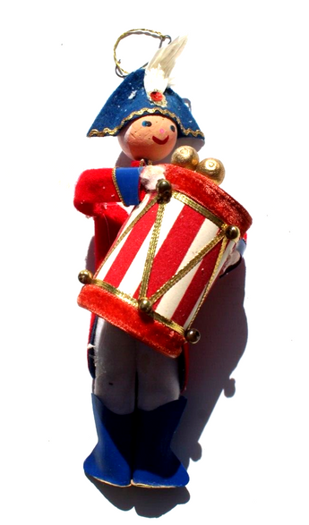 Vintage Large Christmas Tree Ornament BAND LEADER Solider Playing Drums
