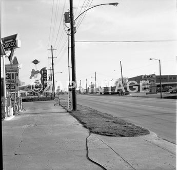 Vtg 1960s City Street California Gas Station GMC Car Dealership Photo #1555