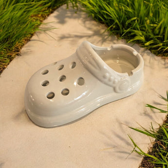 New White Ceramic Crocs Croc Shoe Outdoor Indoor Ashtray Trinket Gag Gift