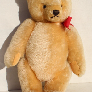 Vtg 1960s -1970 Steiff Teddy Bear Lentil Button Light Brown 13" Button Plush Toy
