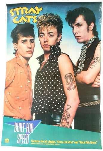 Vtg Band Album Release Store Music Poster 1982 Stray Cats Built For Speed EMI