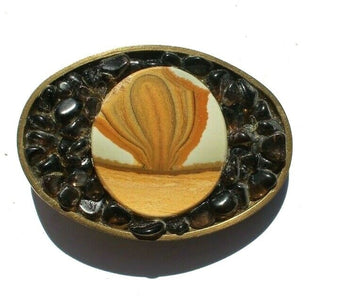 Vtg Western Cowboy Belt Buckle Jewelry (Agate Stone Geode Gemstone Crystal) #129